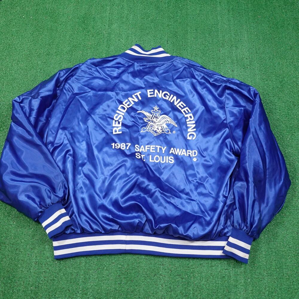 VINTAGE 1987 ANHEUSER BUSCH‎ BEER ENGINEER ST LOUIS SATIN JACKET 3XL (29.5X26.5)
